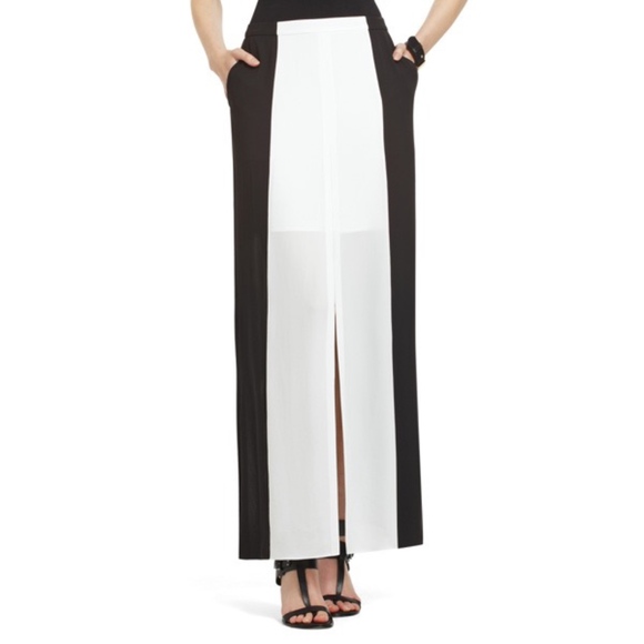 BCBGMaxAzria chiffon black and white maxi skirt - Picture 1 of 3